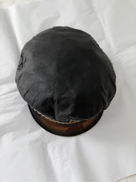Vintage 90s Leather Biker Captain Hat USA Eagle Chain Moto Rocker Y2K Americana main image 8